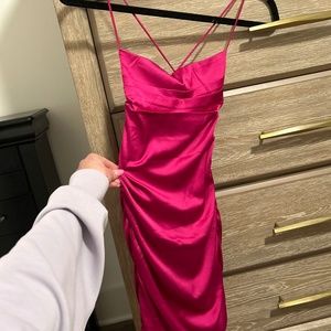 Pink silk mini dress